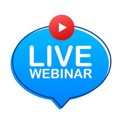 Wall Mural - live webinar button, icon, stamp logo illustration