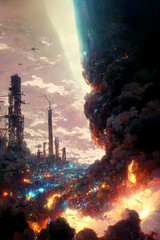 Wall Mural - oil refinery at night