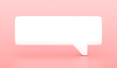 Wall Mural - blank 3d chat message bubble speech dialog isolated on white communication pastel background with te