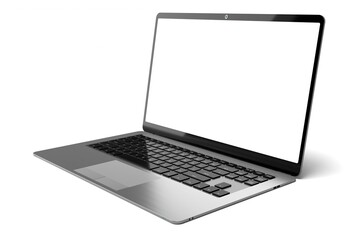 Poster - Modern laptop with empty screen on white background - 3D illustration