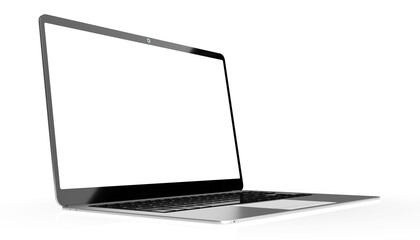 Wall Mural - Modern laptop with empty screen on white background - 3D illustration