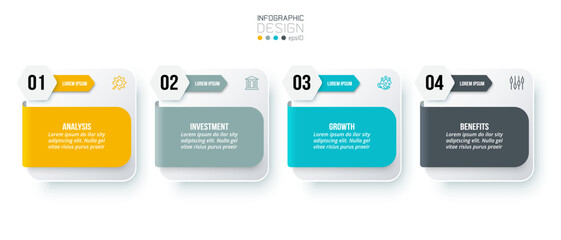 Wall Mural - Infographic template business concept with step.