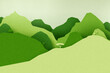 Green nature mountains landscape.3d Paper cut abstract minimal nature scene, template background.Vector illustration.