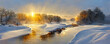  beautiful winter landscape at sunrise, amazing snowy