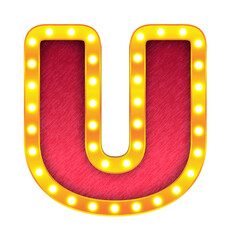 Sticker - u retro cinema light bulb sign alphabet