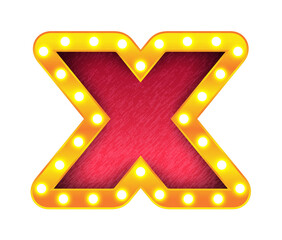 Sticker - x retro cinema light bulb sign alphabet