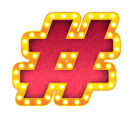 Sticker - hashtag retro cinema light bulb sign alphabet