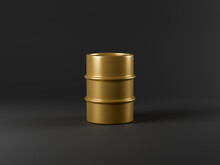 Three Dimensional Render Of Gold Colored Oil Drum