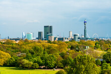 UK, England, London, Richmond Park With City Skyline In Background