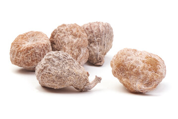 Wall Mural - Dried figs berries, close-up, isolated on white background.