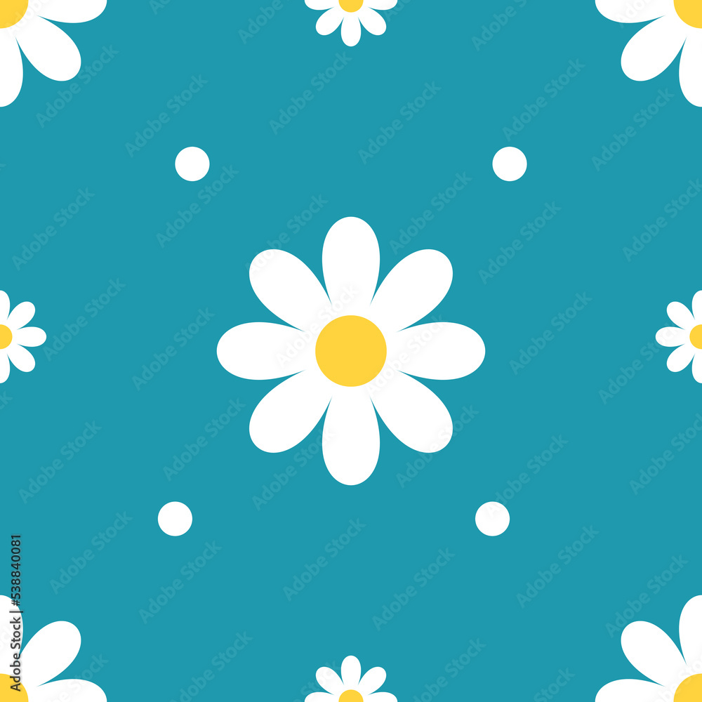 Daisy flower Seamless Pattern White chamomile icon. White dot. Cute ...