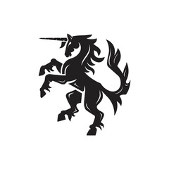 Wall Mural - Heraldic unicorn horse with horn isolated in white background