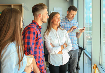 Sticker - Business team discussing together business plans in office