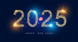 Happy New 2025 Year poster template with bokeh an light effects.