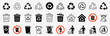 Recycle & Trash can icons set. Trash bin symbol. Recycle symbol. Vector illustration