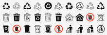 Recycle & Trash Can Icons Set. Trash Bin Symbol. Recycle Symbol. Vector Illustration