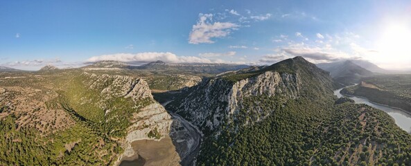 Sticker - View of the Cedrino Lake - Lago del Cedrino, surrounded by the mountain range in Sardinia, Italy.