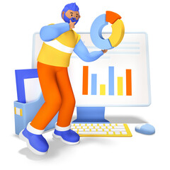 Data statistics and report - modern realistic colorful 3d illustration