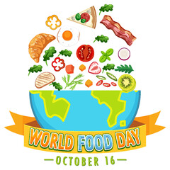 Poster - World food day text with food elements