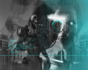 Wall Mural - 3d illustration - drawings sketch of futuristic metallic science