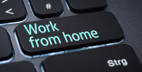  Illuminated keyboard with a labeled key - Work from home