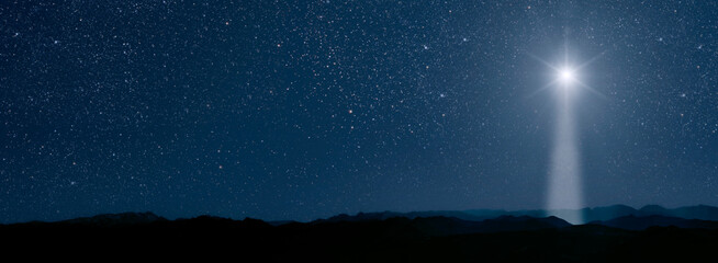 Wall Mural - the star shines on the christmas eve of jesus christ.