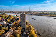 Duisburg Ruhr Area. Rhein River. Drone Aerial in autumn