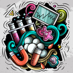 Wall Mural - science cartoon vector doodle design