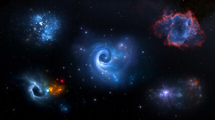 Wall Mural - Cosmic nebula in space among stars and galaxies. Gas dust clouds nebula in outer space. Birth and expansion of universe. Formation of stars and planets from the nebula. 3d render