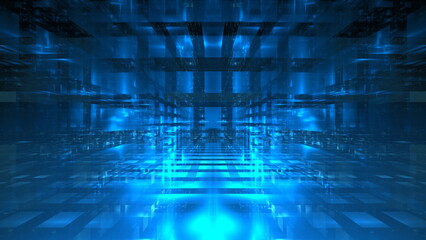 Luminous technological abstract background. Digital technologies, cloud computing, digital future. 3d illustration