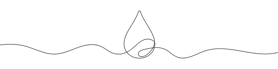 Wall Mural - continuous line drawing of drop. water drop line icon. one line drawing background. vector illustrat