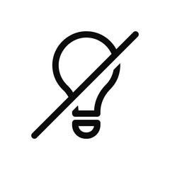 Turn off the light vector icon isolated on white background. Crossed out light bulb icon.