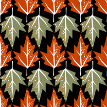 Abstract Autumn Leaves Vector Seamless Pattern