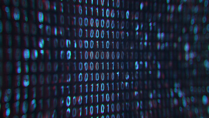 Blue binary code 3D render illustration