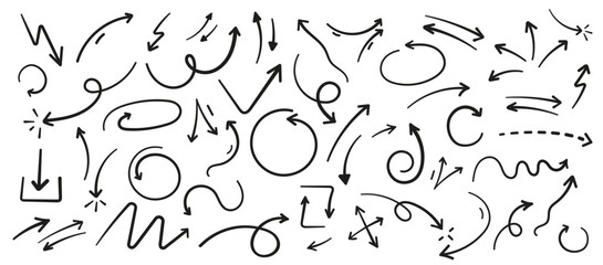 Fototapete - Hand drawn arrows collection Set simple flat arrows isolated on white background. Arrow mark icons and arrow paint. Stock vector. EPS10.