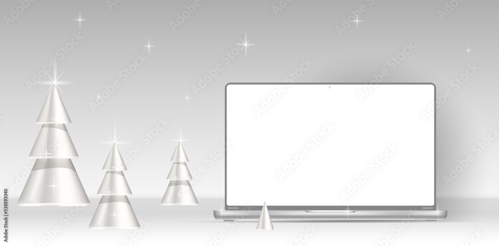 Vector, layout of a modern laptop computer in the interior on a light ...