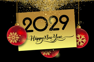 Wall Mural - 2029 Happy New Year in golden design, Holiday greeting card design.