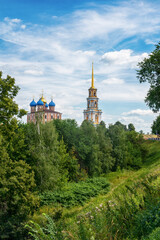 Wall Mural - View of the Ryazan Kremlin in summer in sunny weather. Church of the Transfiguration of the Saviour on Year In Ryazan