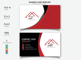 Poster - Modern business card template red abstract shapes