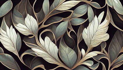 very elaborate dense foliage art nouveau pattern