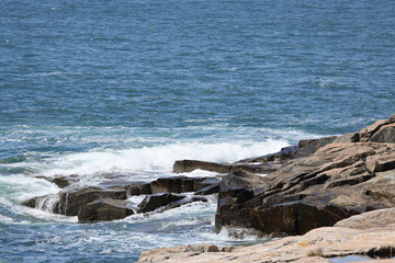 Wall Mural - Ocean meeting a rocky shore in Maine