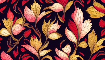 very elaborate dense foliage art nouveau pattern
