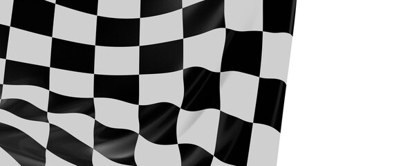  Image of motor racing black and white checkered finish flag waving