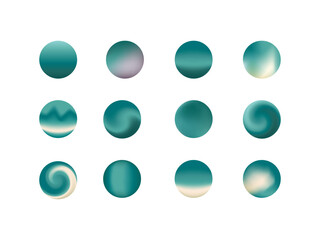 Wall Mural - Abstract green circles collection. Highlights template for social media. Blur summer field. Vector stock illustration