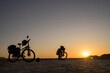 Two Bicycle for travel at an amazing sunrise in the Middle East