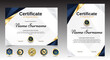 © Yuni25 - Set Blue and gold elegant horizontal and portrait diploma. Luxury certificates with badges. vector EPS 10