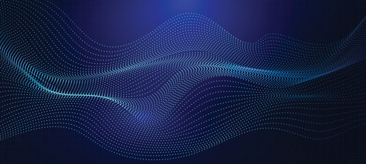 Wall Mural - Abstract blue purple neon light colours background of points. Cyber data particles. Big data stream. Landing page Vector illustration