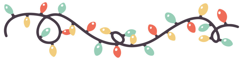 Wall Mural - garland string. christmas lights. cute decorative element. vector illustration.