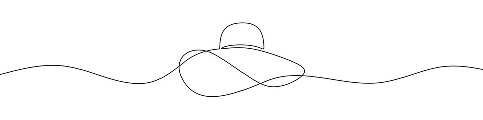 Wall Mural - continuous linear drawing of woman hat. sun hat one line icon. one line drawing background. vector i