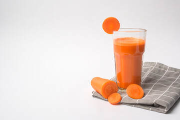 Carrot juice on white background , healthy eating concept